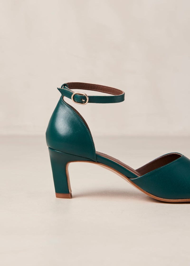 Alohas Cliff Cuero Pumps Verdes | UXIKS4923