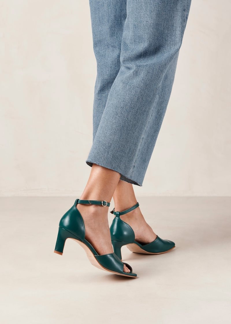 Alohas Cliff Cuero Pumps Verdes | UXIKS4923