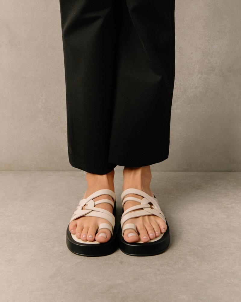 Alohas Cool Cuero Sandals Blancos | GNFSW9308