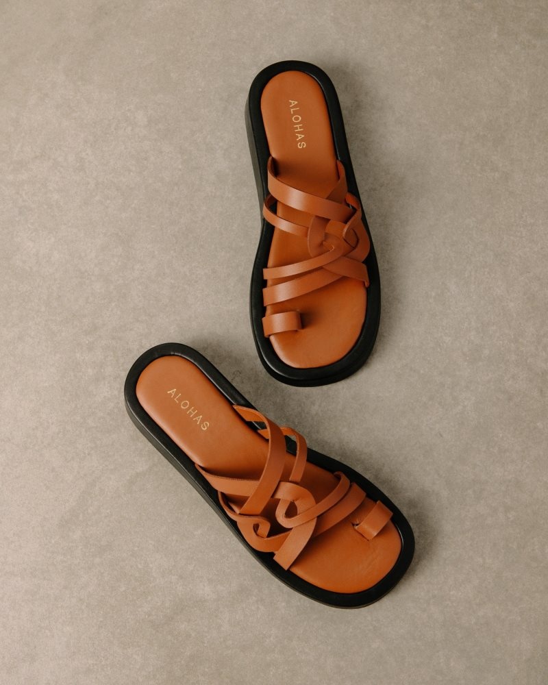 Alohas Cool Cuero Sandals Marrom | ZQNTA7315