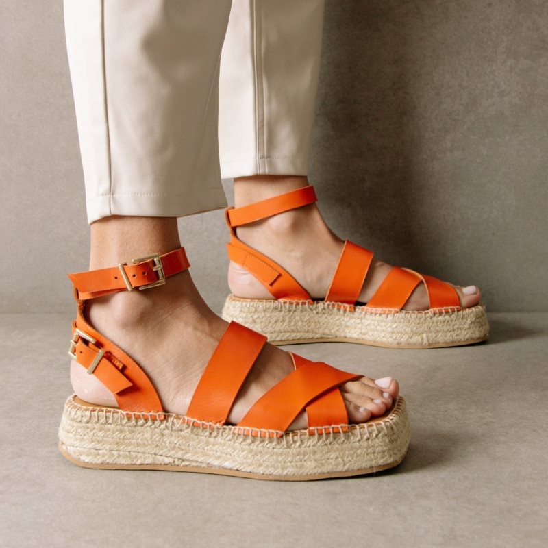 Alohas County Cuero Espadrilles Naranjas | KMNPC4365