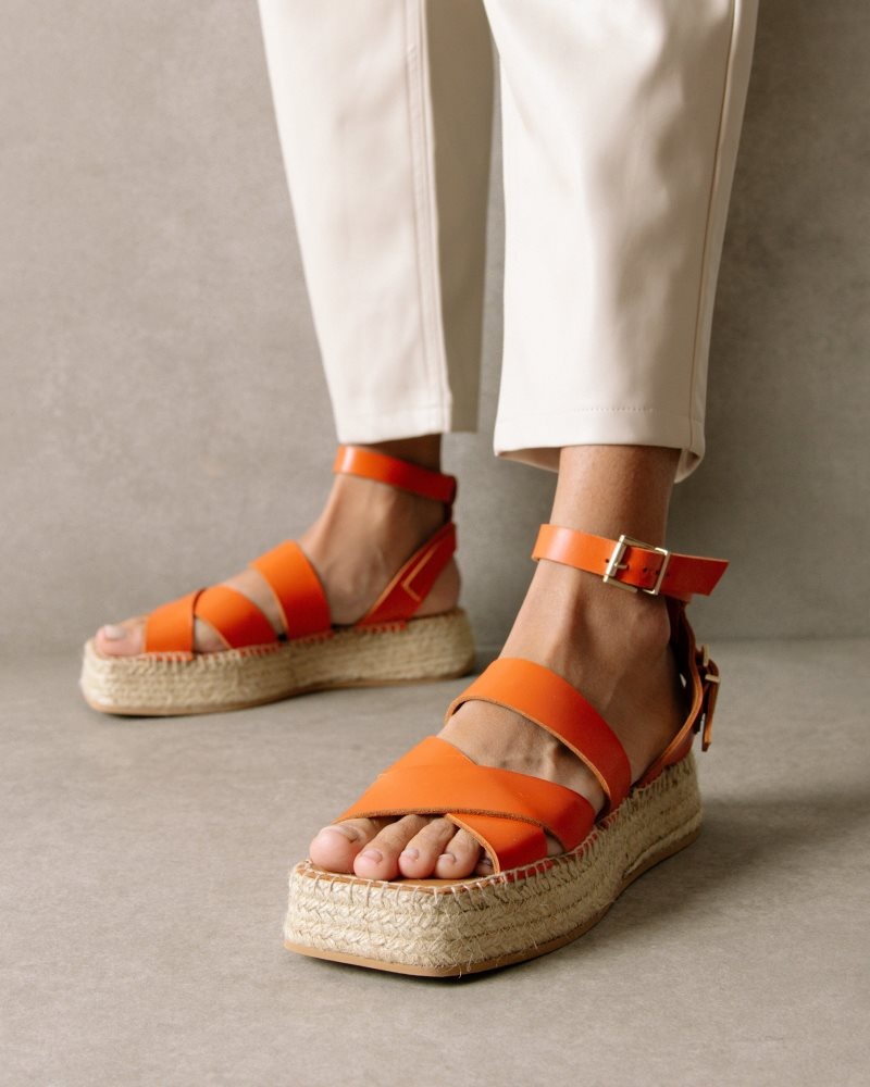 Alohas County Cuero Espadrilles Naranjas | KMNPC4365