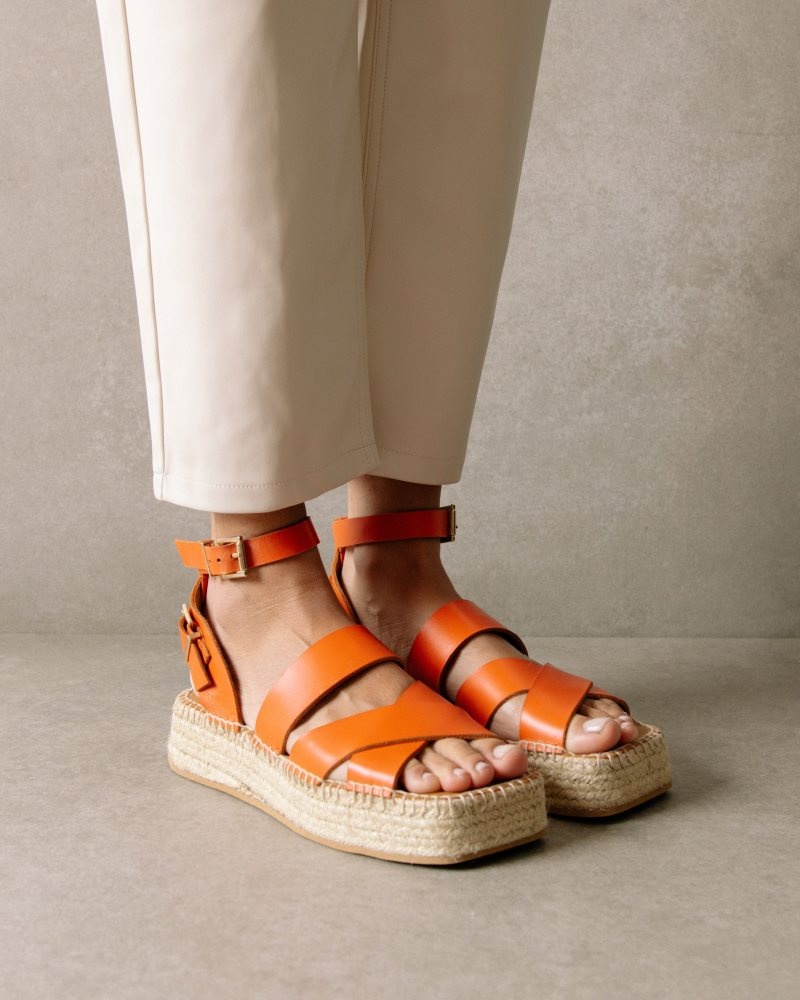 Alohas County Cuero Espadrilles Naranjas | KMNPC4365