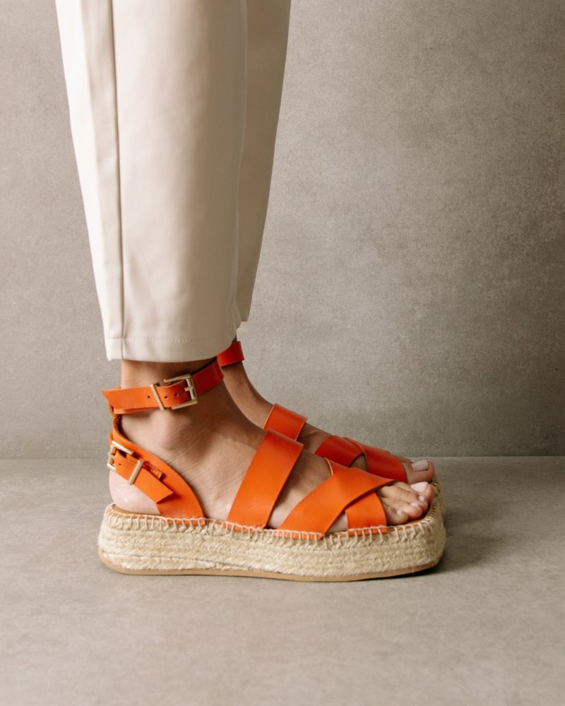 Alohas County Cuero Espadrilles Naranjas | KMNPC4365