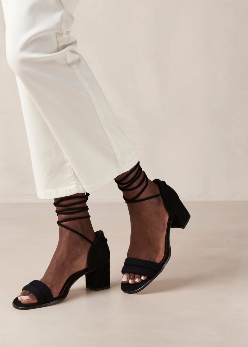 Alohas Dakota Gamuza Sandals Negros | ZJLSQ4069