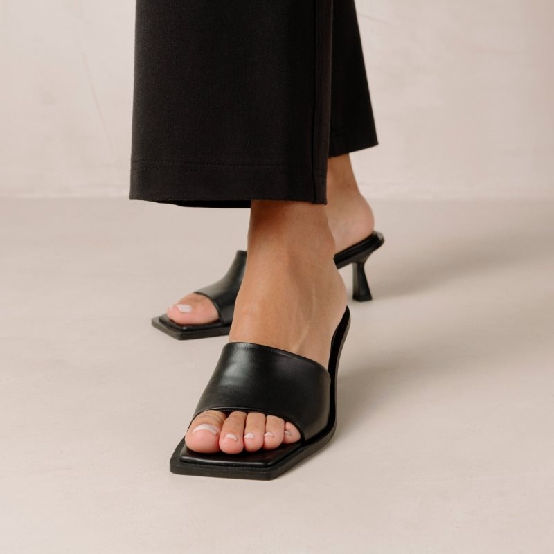 Alohas Daphne Cuero Sandals Negros | VNEGX2930