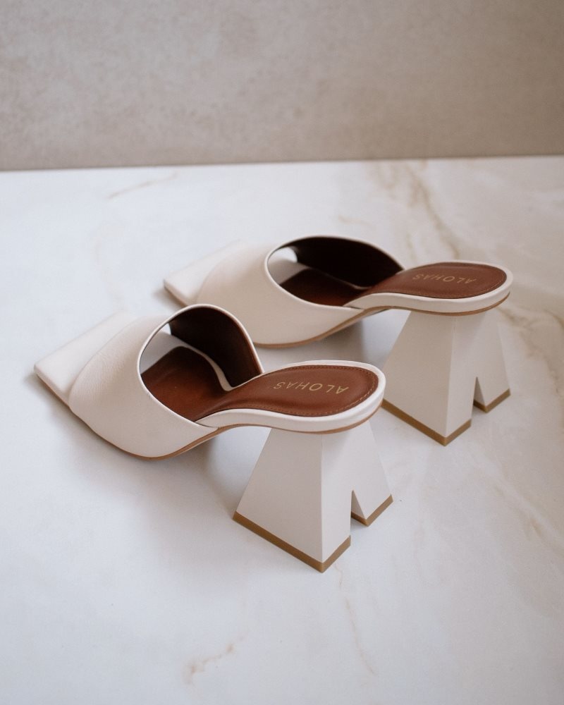 Alohas Dune Cuero Sandals Blancos | EFHCZ1594