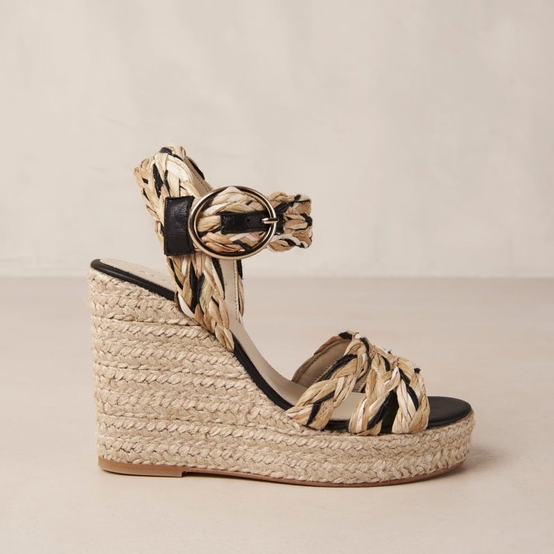 Alohas Emmeline Espadrilles Wedges Negros Beige | WXHRT0761