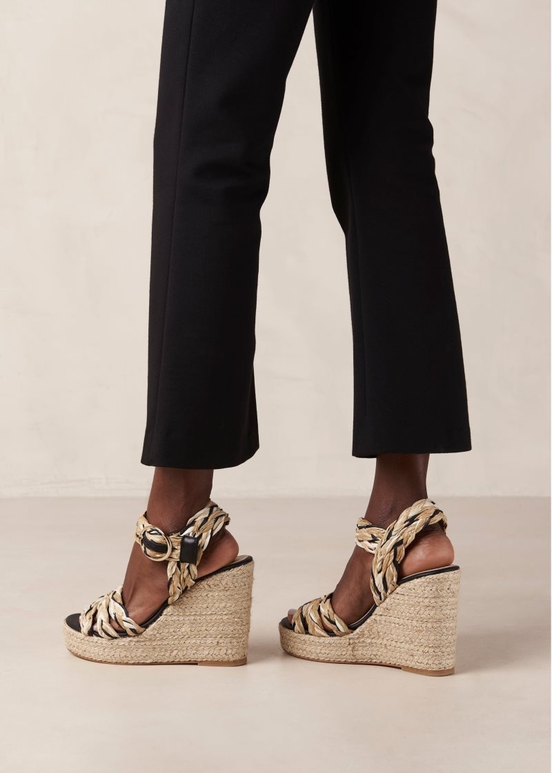 Alohas Emmeline Espadrilles Wedges Negros Beige | WXHRT0761