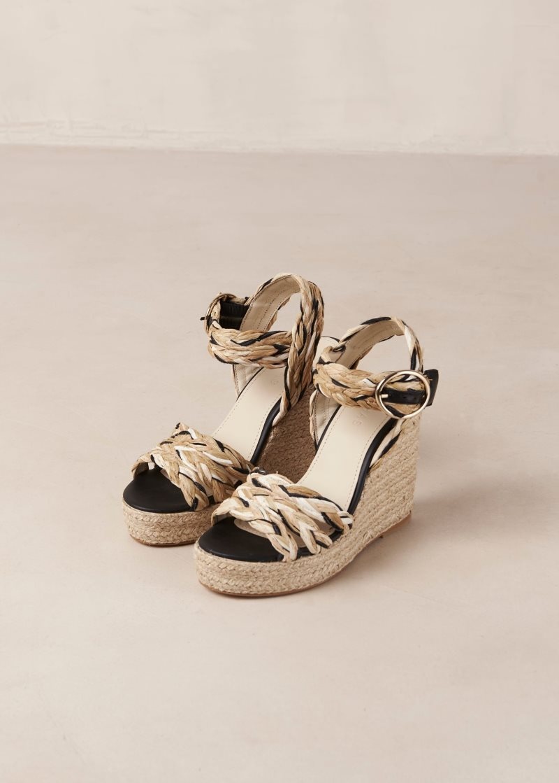 Alohas Emmeline Espadrilles Wedges Negros Beige | WXHRT0761