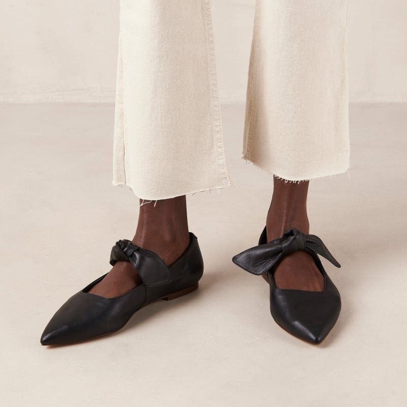 Alohas Fossil Cuero Ballet Flats Negros | PXTQS1954