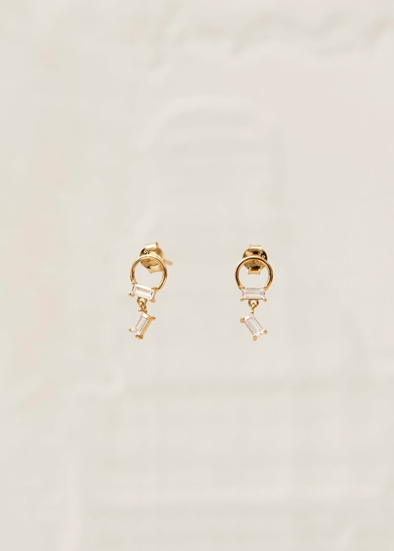 Alohas Fountain Clear Crystal Earrings Blancos | MCDAE7824