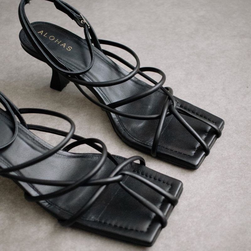 Alohas Ginza Cuero Sandals Negros | NJFPS6372