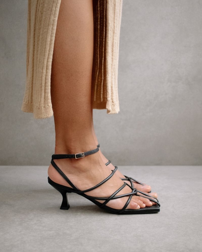 Alohas Ginza Cuero Sandals Negros | NJFPS6372