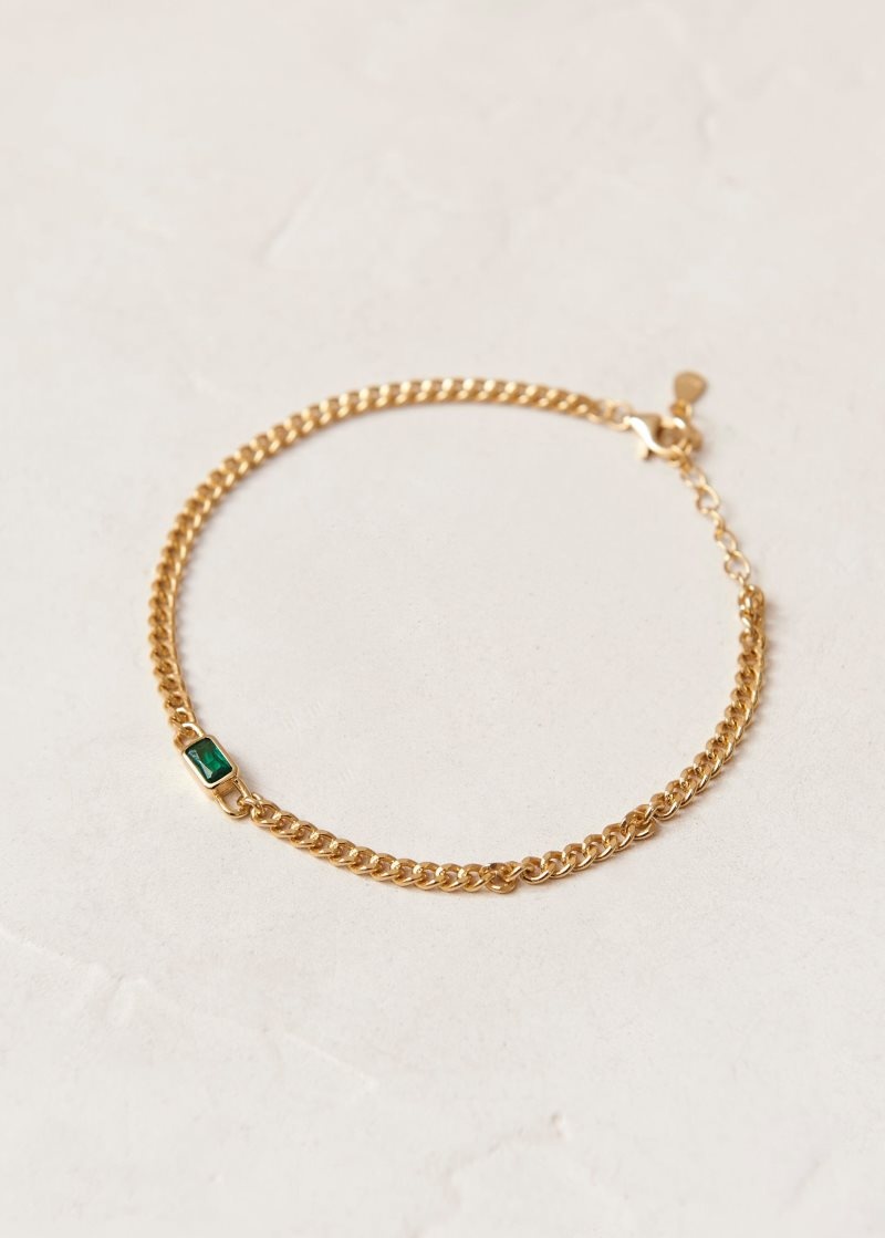 Alohas Gravel Crystal Bracelet Verdes | UQCHY2049