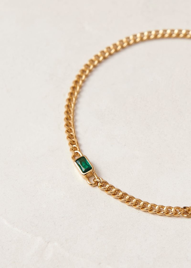 Alohas Gravel Crystal Bracelet Verdes | UQCHY2049