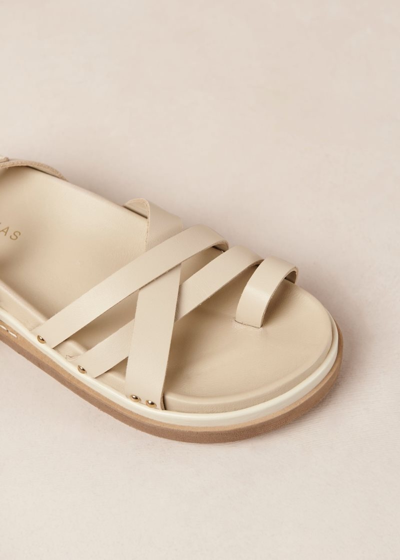 Alohas Hebilla Up Cuero Sandals Blancos | MNDPO8526