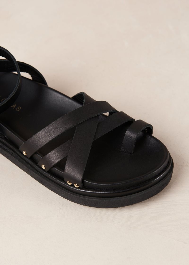 Alohas Hebilla Up Cuero Sandals Negros | GSPMR0348