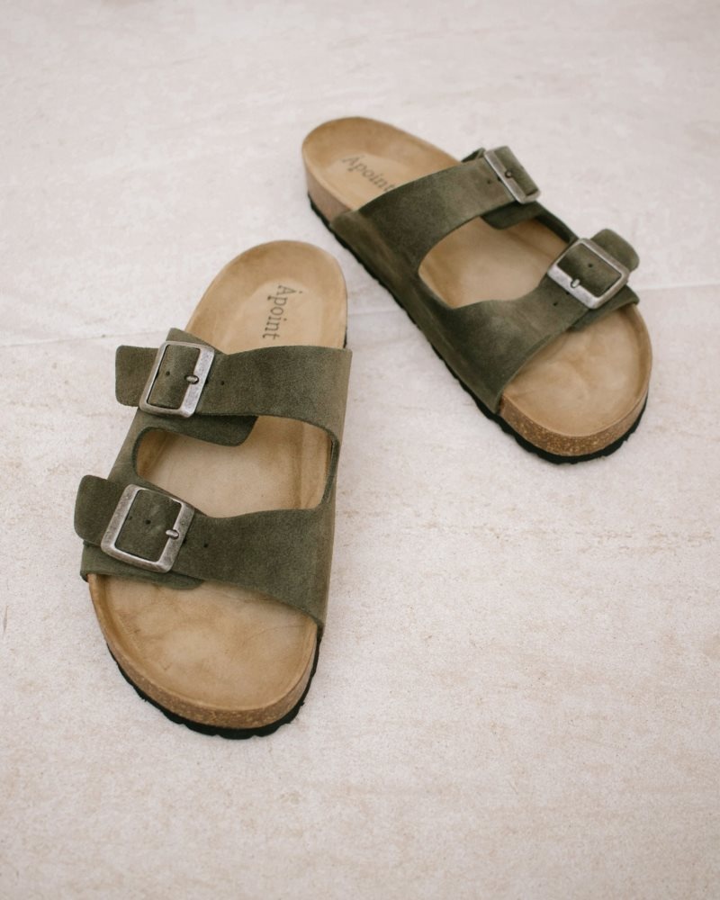 Alohas Homey Correa Cuero Sandals Kaki | HPVOE4802