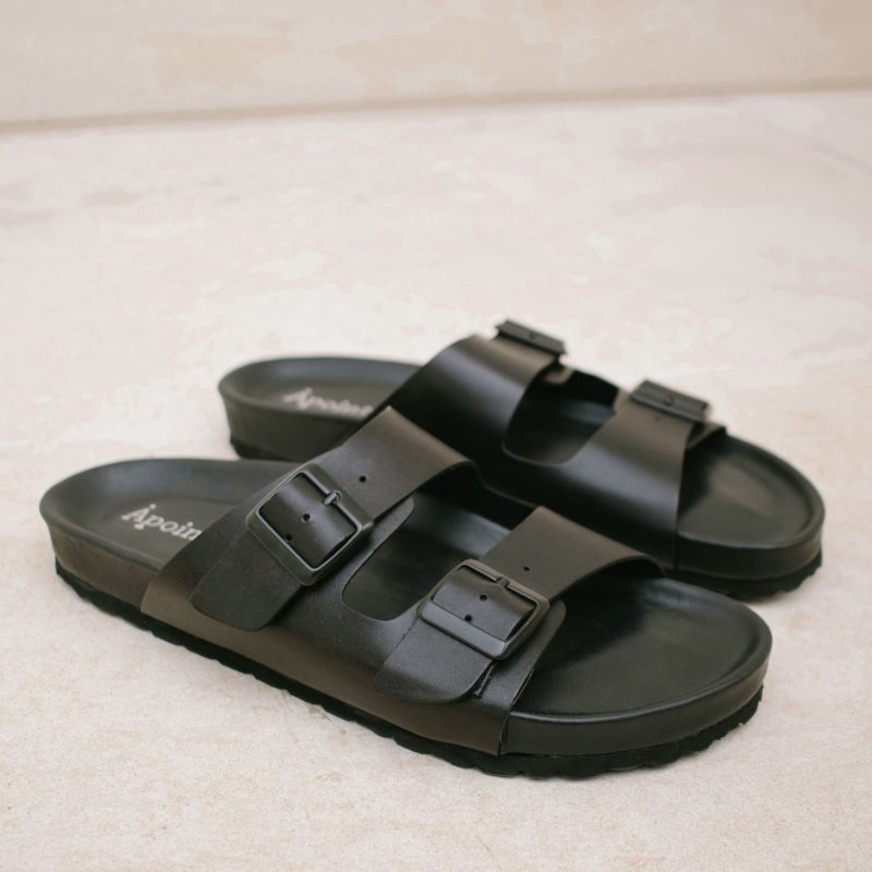 Alohas Homey Cuero Sandals Negros | GCJXO6039