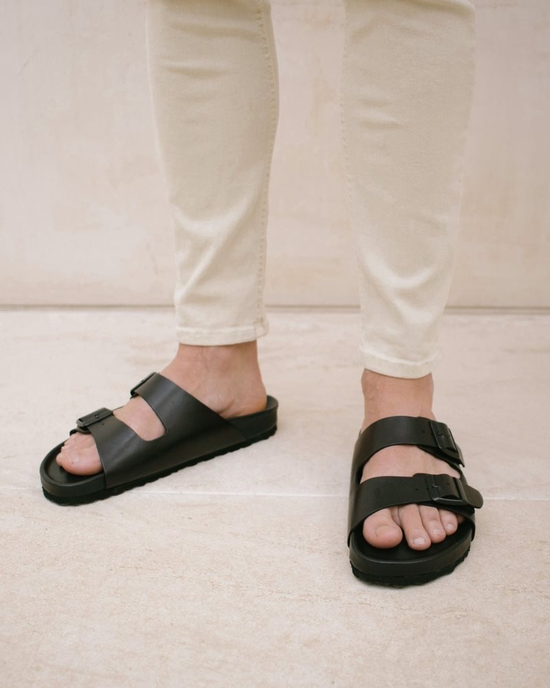 Alohas Homey Cuero Sandals Negros | GCJXO6039