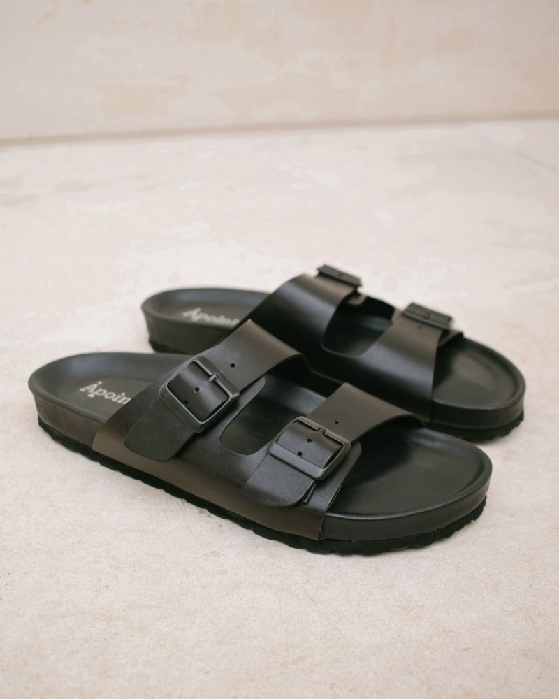 Alohas Homey Cuero Sandals Negros | GCJXO6039