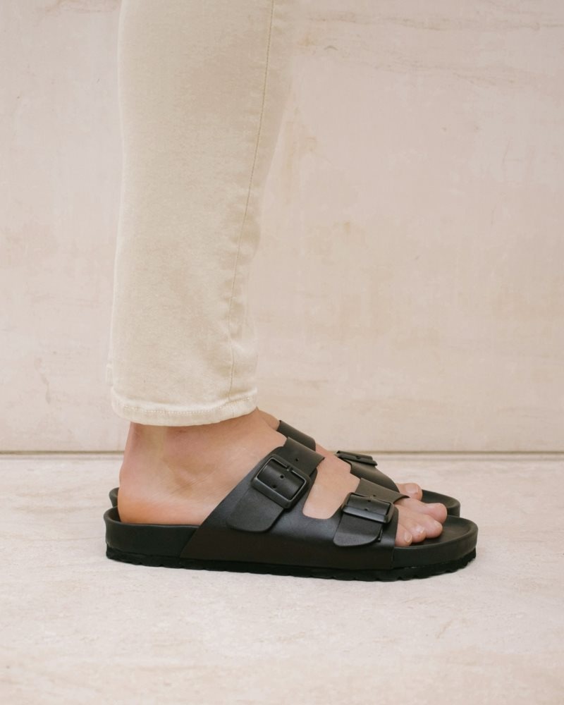 Alohas Homey Cuero Sandals Negros | GCJXO6039