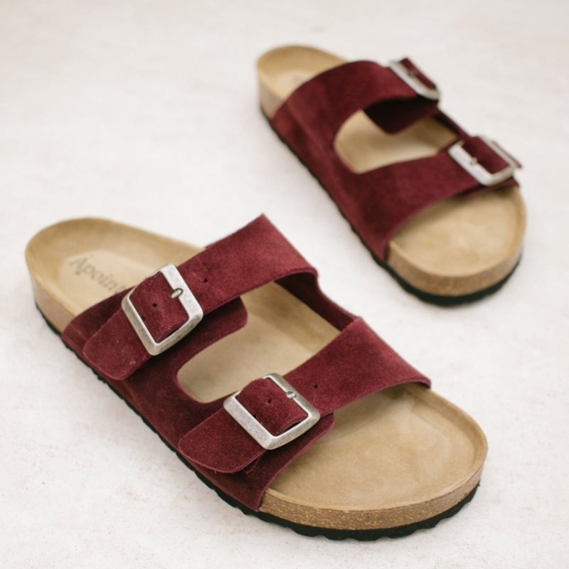 Alohas Homey Cuero Sandals Vino Oscuro | VLNYU1907