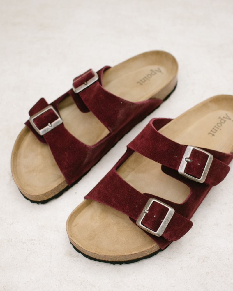 Alohas Homey Cuero Sandals Vino Oscuro | VLNYU1907