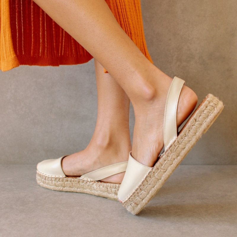 Alohas Ibizas Cuero Espadrilles Blancos | LSHQG3719