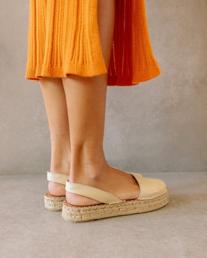 Alohas Ibizas Cuero Espadrilles Blancos | LSHQG3719