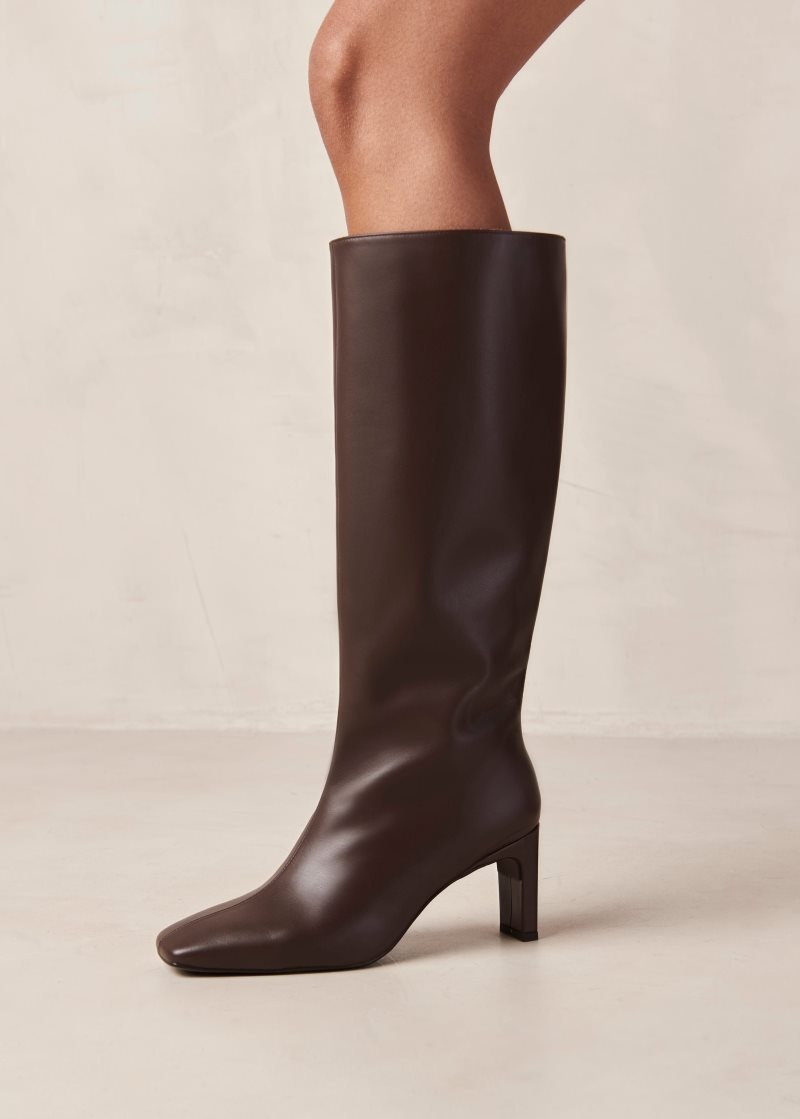 Alohas Isobel Cuero Boots Cafes Marrom | JOFGH9540