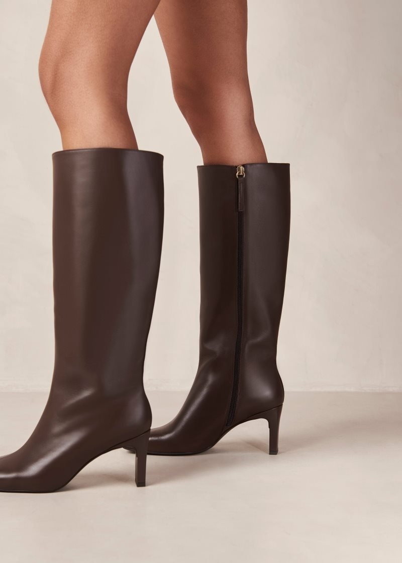 Alohas Isobel Cuero Boots Cafes Marrom | JOFGH9540