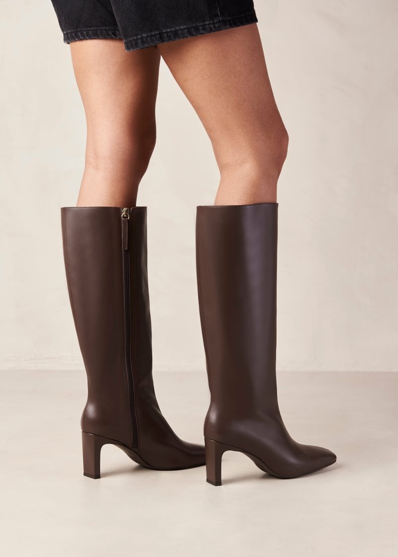 Alohas Isobel Cuero Boots Cafes Marrom | JOFGH9540