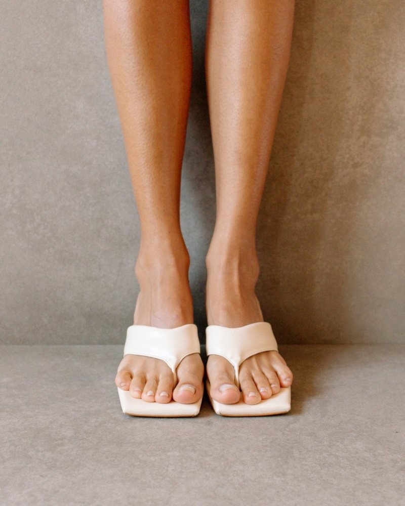 Alohas Jolla Vegan Cuero Sandals Blancos | PRMCS5238