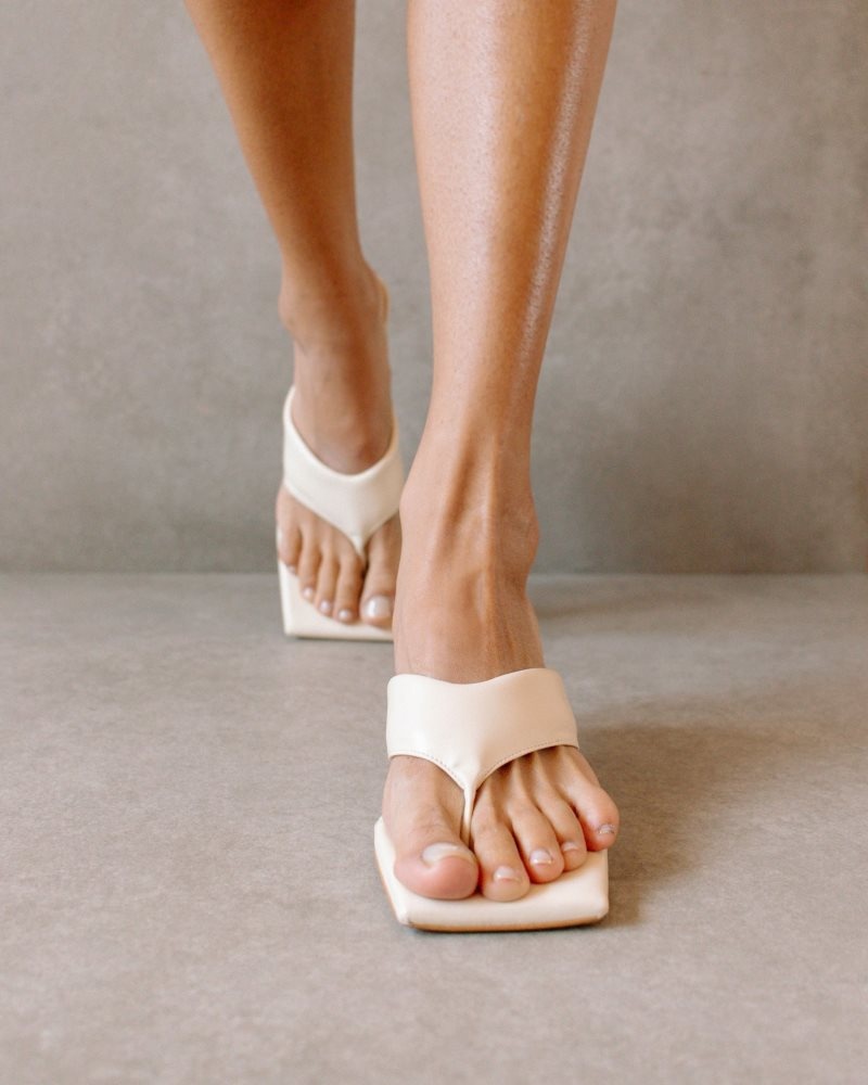 Alohas Jolla Vegan Cuero Sandals Blancos | PRMCS5238