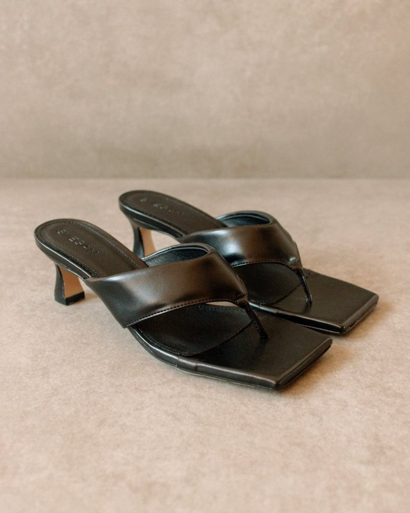 Alohas Jolla Vegan Cuero Sandals Negros | EDWNO2650