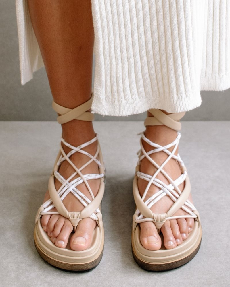 Alohas Jungle Cuero Sandals Grises Beige | JNDPA3491