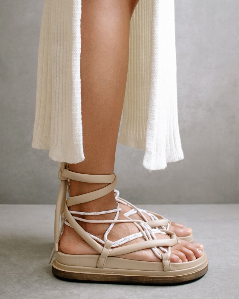 Alohas Jungle Cuero Sandals Grises Beige | JNDPA3491