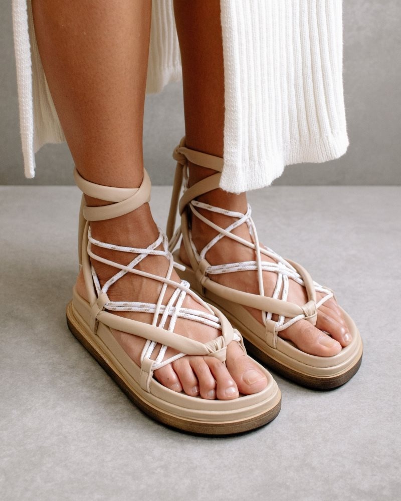 Alohas Jungle Cuero Sandals Grises Beige | JNDPA3491