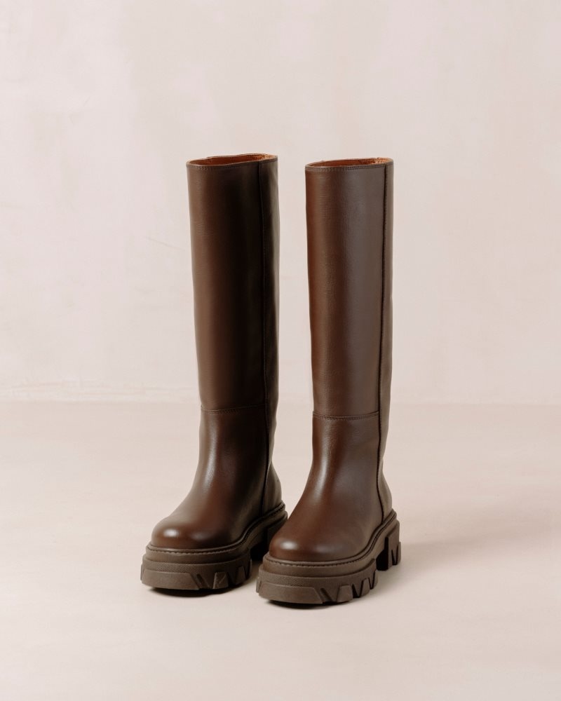 Alohas Katiuska Cuero Boots Cafes Marrom | EIRNP7613