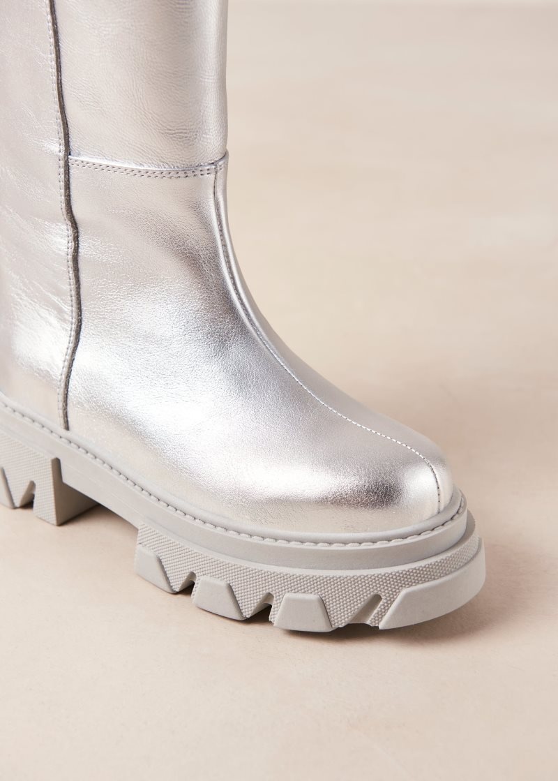 Alohas Katiuska Silver Cuero Boots Plateados | DTOGQ8046