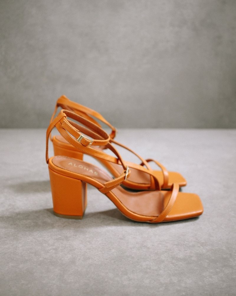 Alohas Manhattan Block Heel Sandals Naranjas | VCXIM4598