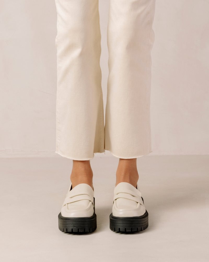 Alohas Mask Vegan Cuero Loafers Blancos | XWDVE2184