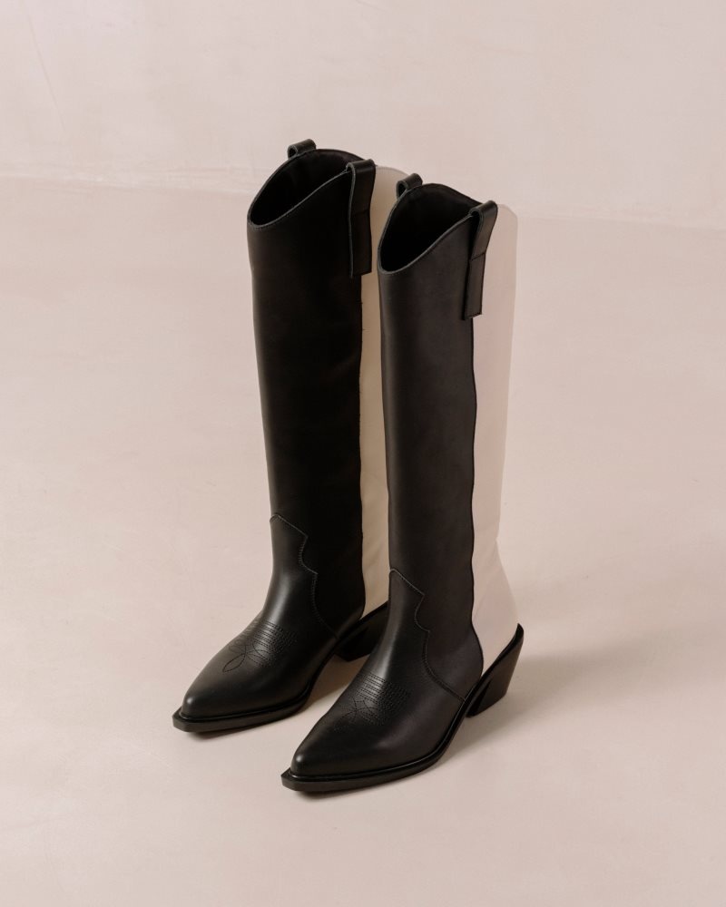 Alohas Mount Cuero Boots Negros Creme | QSOAI6905