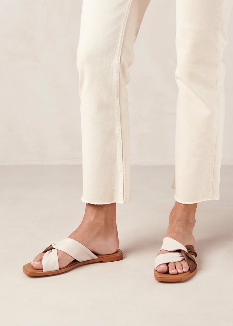 Alohas Nomad Cuero Sandals Blancos Marrom | GFTJA0249