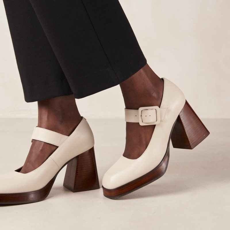 Alohas Oregon Cuero Pumps Creme | GPYXZ0739