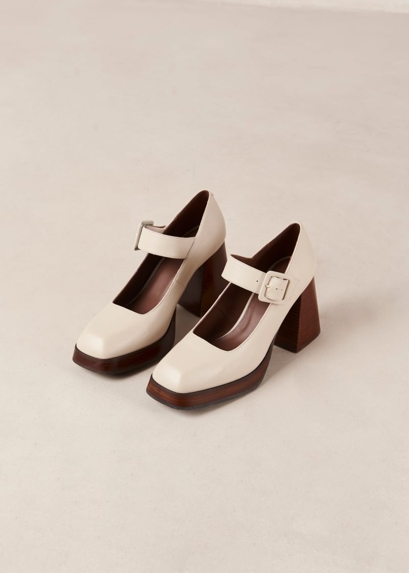 Alohas Oregon Cuero Pumps Creme | GPYXZ0739