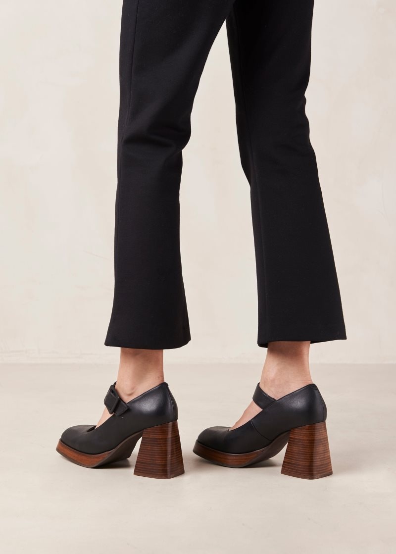 Alohas Oregon Cuero Pumps Negros | DZOMC2657