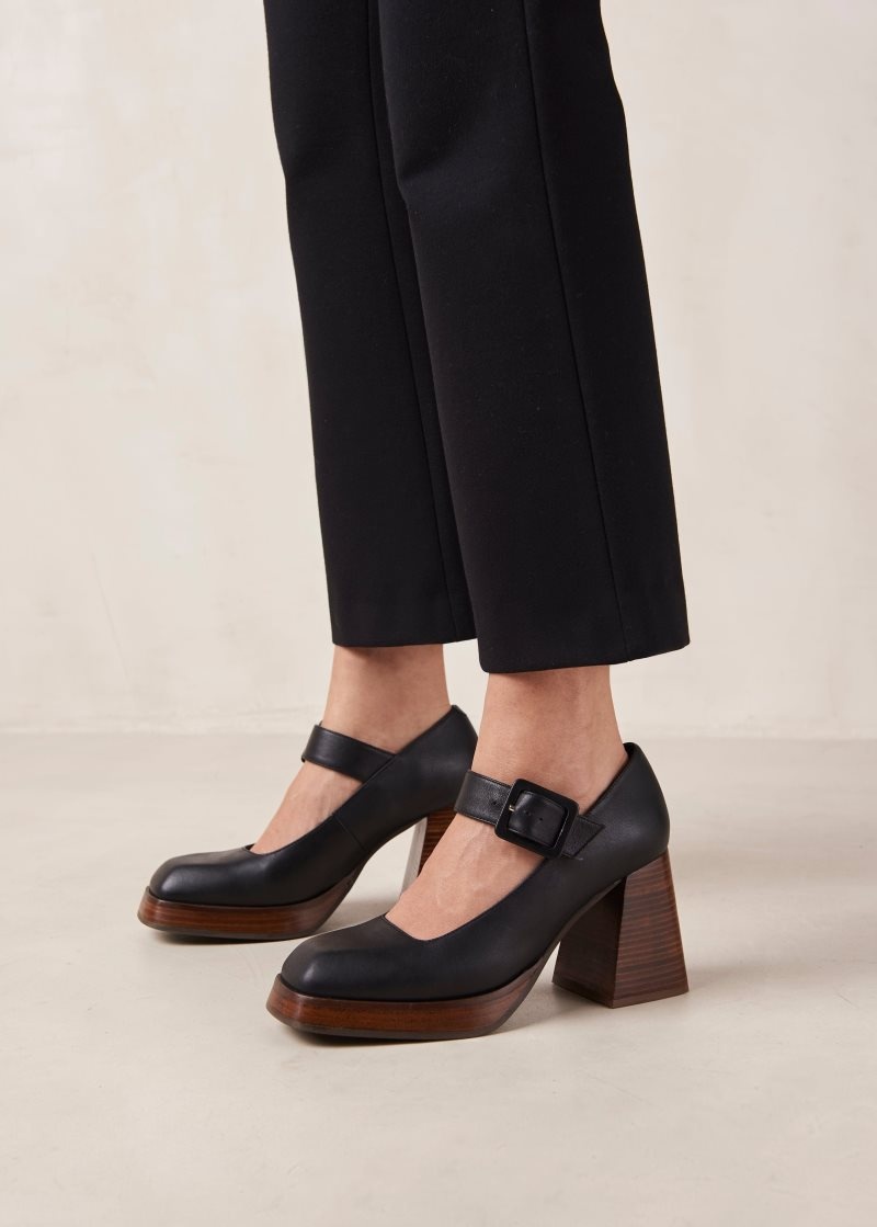 Alohas Oregon Cuero Pumps Negros | DZOMC2657